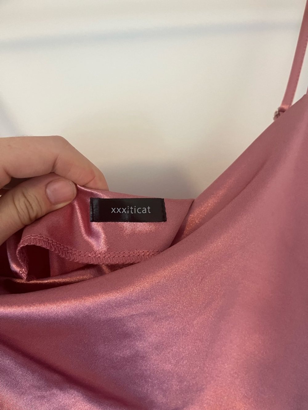 Satin Cowl Midi Dress in Rose - Elegant Slip Silhouette - Picture 2 of 3